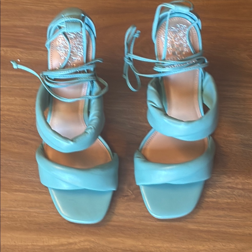 Vince Camuto Blue Suede Block Heel Sandals